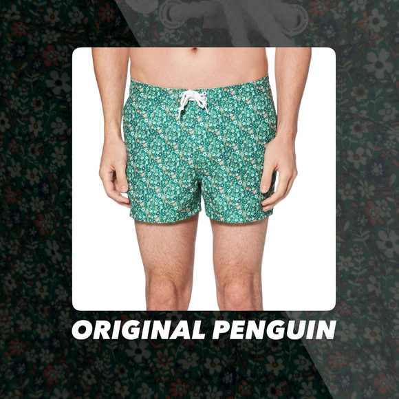 EUC Original Penguin Bosporus Floral Swim Shorts - Picture 1 of 11